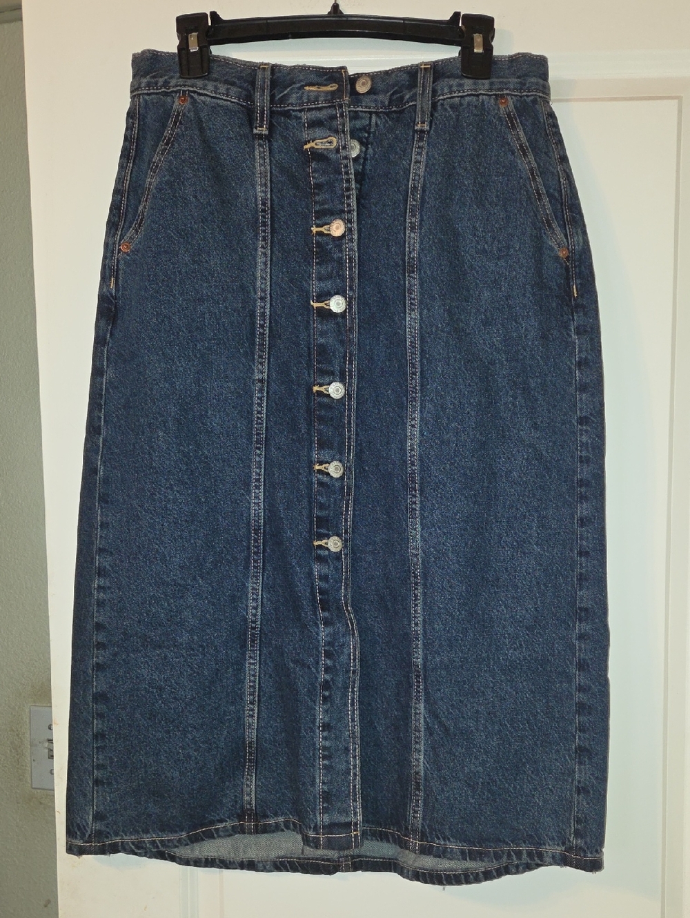 Old Navy Dark Blue Button-Front Denim Skirt